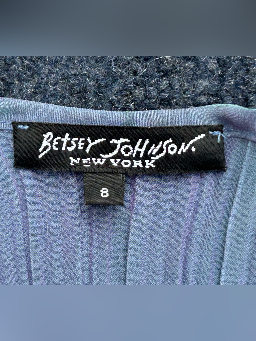 Betsey Johnson NY Vintage 90s Y2k Slate Blue Lavender Pleated Blouse Top - Picture 9 of 16